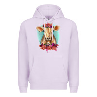 Lilac Floral Cow Premium Hoodie - RanaPortraitStore