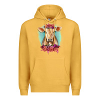Mustard Floral Cow Premium Hoodie - RanaPortraitStore