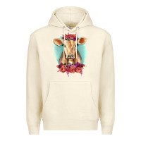 Sandshell Floral Cow Premium Hoodie - RanaPortraitStore