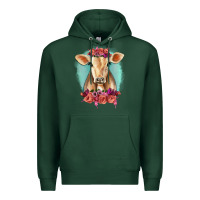 Sports Green Floral Cow Premium Hoodie - RanaPortraitStore