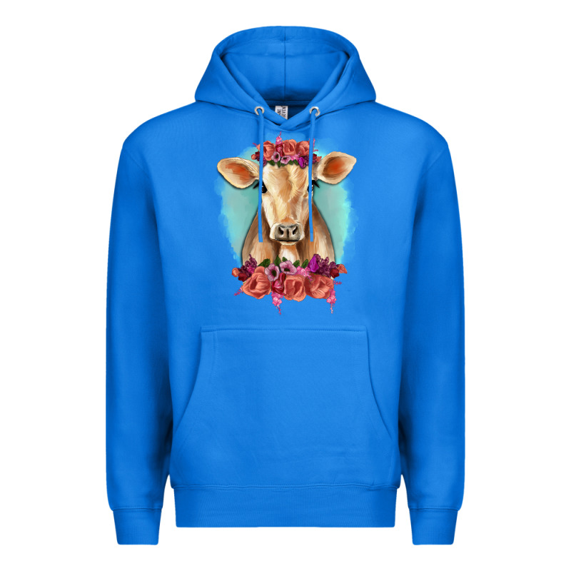 Floral Cow Premium Hoodie by RanaPortraitStore | Teevron