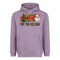 Lavender Tis The Season Christmas With Football And Santa Heavyweight Hoodie - FaDigitalArtStudio