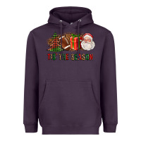 Plum Tis The Season Christmas With Football And Santa Heavyweight Hoodie - FaDigitalArtStudio