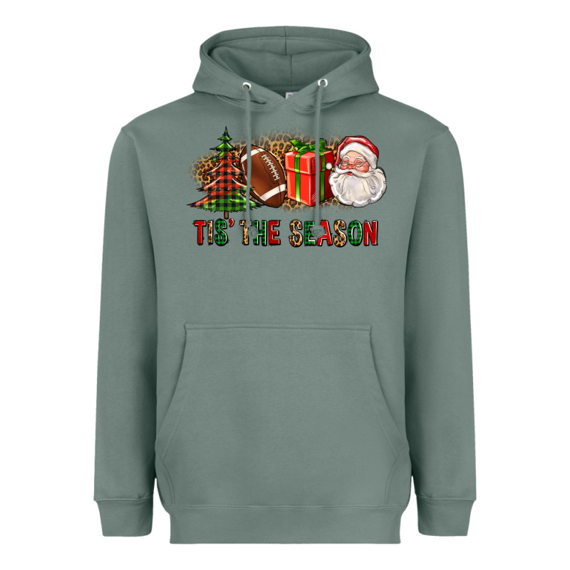 Tis The Season Christmas With Football And Santa Heavyweight Hoodie by FaDigitalArtStudio | Teevron