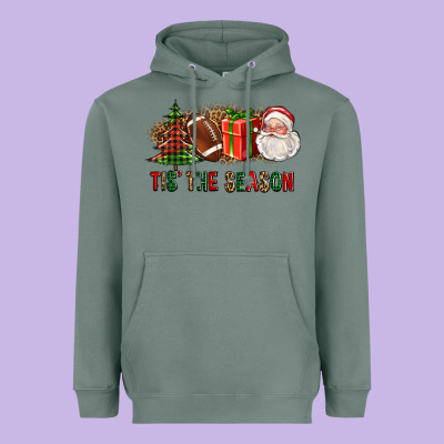 Tis The Season Christmas With Football And Santa Heavyweight Hoodie Designed By Fadigitalartstudio