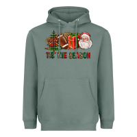 Sage Tis The Season Christmas With Football And Santa Heavyweight Hoodie - FaDigitalArtStudio