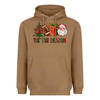 Toasted Coconut Tis The Season Christmas With Football And Santa Heavyweight Hoodie - FaDigitalArtStudio