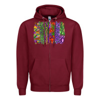 Burgundy mardi gras brush strokes king cake and craw fish Zipper Hoodie - RanaPortraitStore