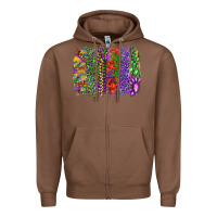 Chestnut mardi gras brush strokes king cake and craw fish Zipper Hoodie - RanaPortraitStore