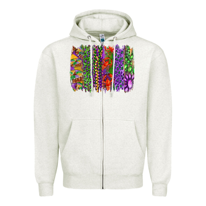 Mardi Gras Brush Strokes King Cake And Craw Fish Zipper Hoodie by RanaPortraitStore | Teevron