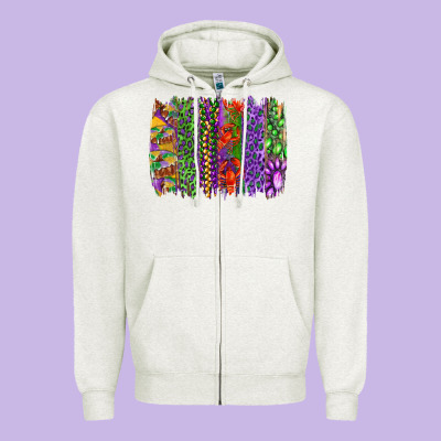 Mardi Gras Brush Strokes King Cake And Craw Fish Zipper Hoodie Designed By Ranaportraitstore
