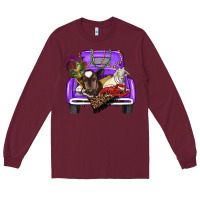 Burgundy Mardi Gras Truck With Farm Animals Long Sleeve Tee - RanaPortraitStore