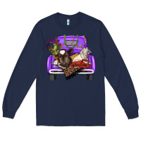 Navy Mardi Gras Truck With Farm Animals Long Sleeve Tee - RanaPortraitStore