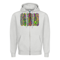 Dove Grey mardi gras brush stroke Zipper Hoodie - RanaPortraitStore