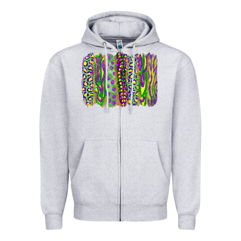 Mardi Gras Brush Stroke Zipper Hoodie by RanaPortraitStore | Teevron
