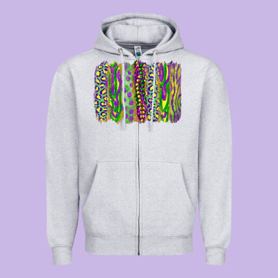 Mardi Gras Brush Stroke Zipper Hoodie Designed By Ranaportraitstore