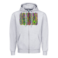 Heather Grey mardi gras brush stroke Zipper Hoodie - RanaPortraitStore