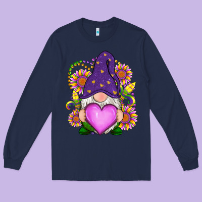 Long Sleeve Tee Mardi Gras gnome