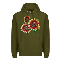 Army Green Florenza Sunflower Premium Hoodie - LillyAllenDesigns