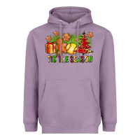Lavender Tis The Season Christmas With Softball And Gingerbread Man Heavyweight Hoodie - FaDigitalArtStudio