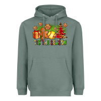Sage Tis The Season Christmas With Softball And Gingerbread Man Heavyweight Hoodie - FaDigitalArtStudio