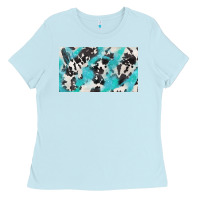 Baby Blue cowhide glitter  cup Ladies Tee - BarkalooDesign