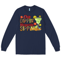Navy Chip dippin' margarita sippin' Long Sleeve Tee - RanaPortraitStore