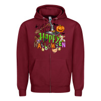 Burgundy happy halloween farm animals Zipper Hoodie - Zillion Design Studio