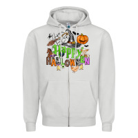 Dove Grey happy halloween farm animals Zipper Hoodie - Zillion Design Studio