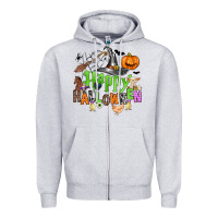 Heather Grey happy halloween farm animals Zipper Hoodie - Zillion Design Studio