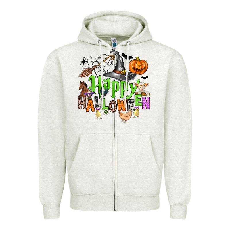 Happy Halloween Farm Animals Zipper Hoodie by Zillion Design Studio | Teevron
