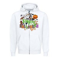White happy halloween farm animals Zipper Hoodie - Zillion Design Studio