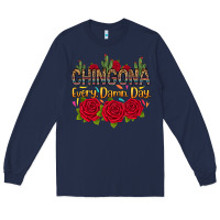 Navy Chingona every damn day Long Sleeve Tee - RanaPortraitStore