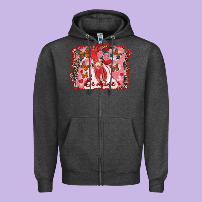 Be Mine Rooster Zipper Hoodie Designed By Ranaportraitstore