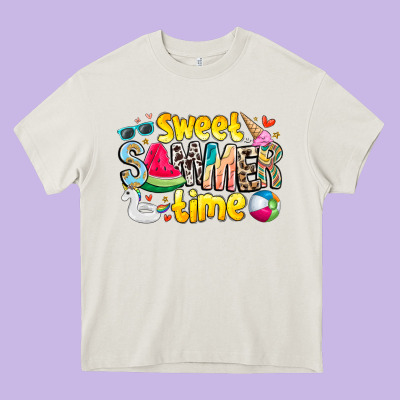 Summer Time Heavy Core Tee Designed By Cowhidedigitalart