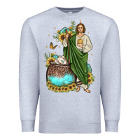 Heather Grey san judas coffee cup sunflower Premium Sweatshirt - JahusDesignShop