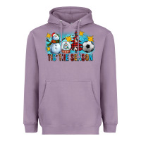 Lavender Tis The Season Christmas With Soccer Ball And Snowman Heavyweight Hoodie - FaDigitalArtStudio
