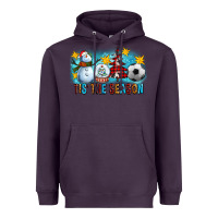 Plum Tis The Season Christmas With Soccer Ball And Snowman Heavyweight Hoodie - FaDigitalArtStudio