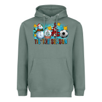 Sage Tis The Season Christmas With Soccer Ball And Snowman Heavyweight Hoodie - FaDigitalArtStudio