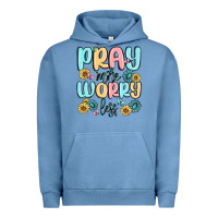Pigment Pebble Blue pray more worry less Urban Hoodie - MaliasSmallBusiness