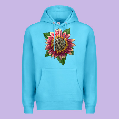 Crimson Blaze Sunflower Premium Hoodie Designed By Lillyallendesigns