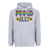Heather Grey proud ally Heavyweight Hoodie - CowhideDigitalArt