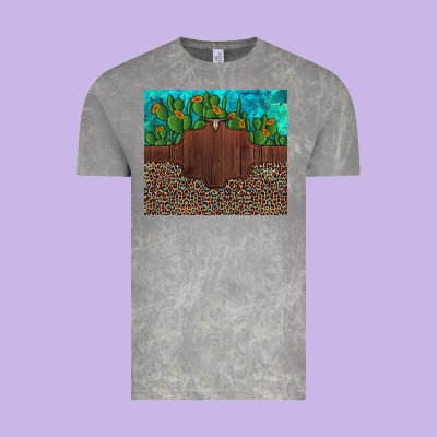 Custom Cactus And Sunflowers Leopard Turquoise Vintage Tee Designed By Artiststas