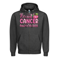 Charcoal Heather breast cancer awareness Zipper Hoodie - Zillion Design Studio