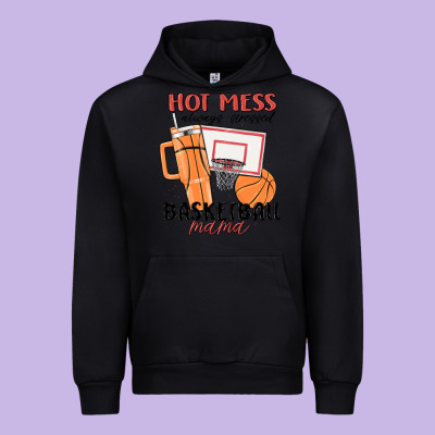 Hot Mess Always Stressed Basketball Mama Urban Hoodie Designed By Maliassmallbusiness