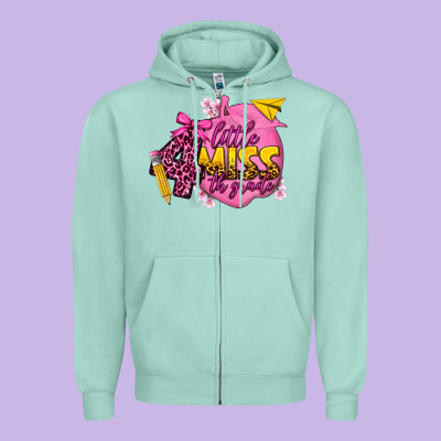 Little Miss 4th Grade Zipper Hoodie Designed By Texasbilliewilder