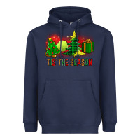 Navy tis the season christmas with tennis ball and tree cookie Heavyweight Hoodie - FaDigitalArtStudio