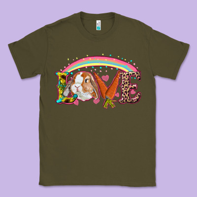 Easter Bunny Love With Rainbow Classic Tee Designed By Ranaportraitstore