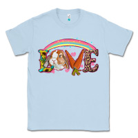 Dusty Blue Easter Bunny Love With Rainbow Classic Tee - RanaPortraitStore