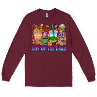 Burgundy Day of the dead coffee cups Long Sleeve Tee - RanaPortraitStore